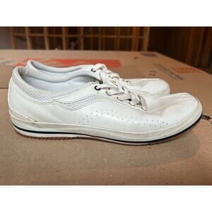 Keds Spirit White Leather Walking Shoes Women Sneakers 9.5